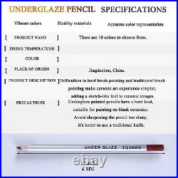 10-color Underglaze Pencils Kit, Glaze Tools for Pottery, Perfect Pencil Pointe