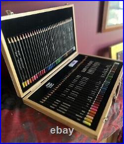 NEW 72 Derwent Academy Drawing Pencils & Watercolour pencils In Wooden Box Set