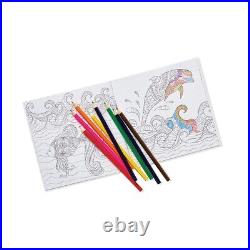 Promotional Deluxe 7 x 7 Adult Coloring Book & 8-Color Pencil Set Imprinted